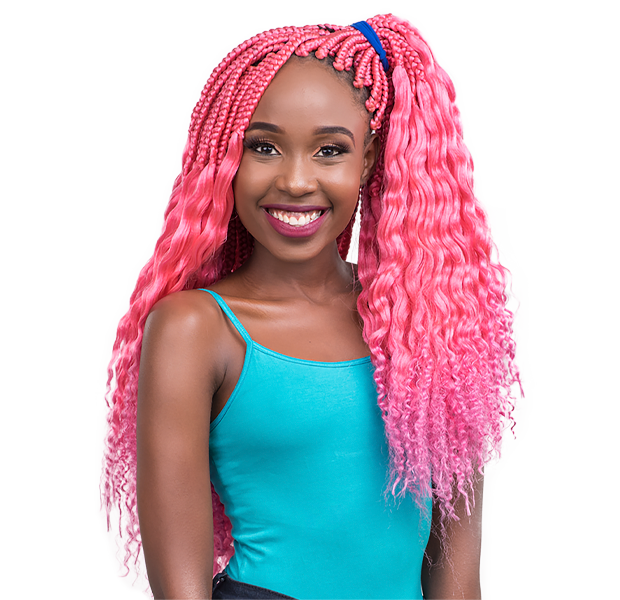 Long pink Abuja braid hairstyle