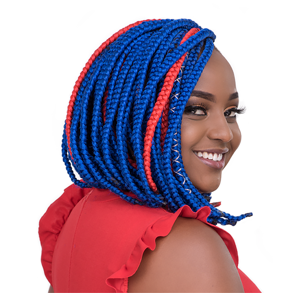 Blue and red Braids