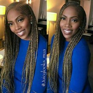 tiwa savage flowing braids