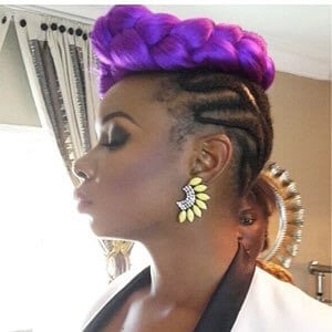 purple braided bun