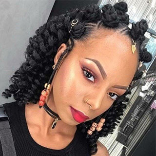 half up half down bantu knots