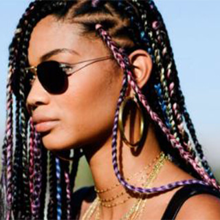 hair colours - Chanel Iman multi-coloured braids 