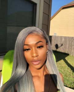 Brazillian silky straight grey weave